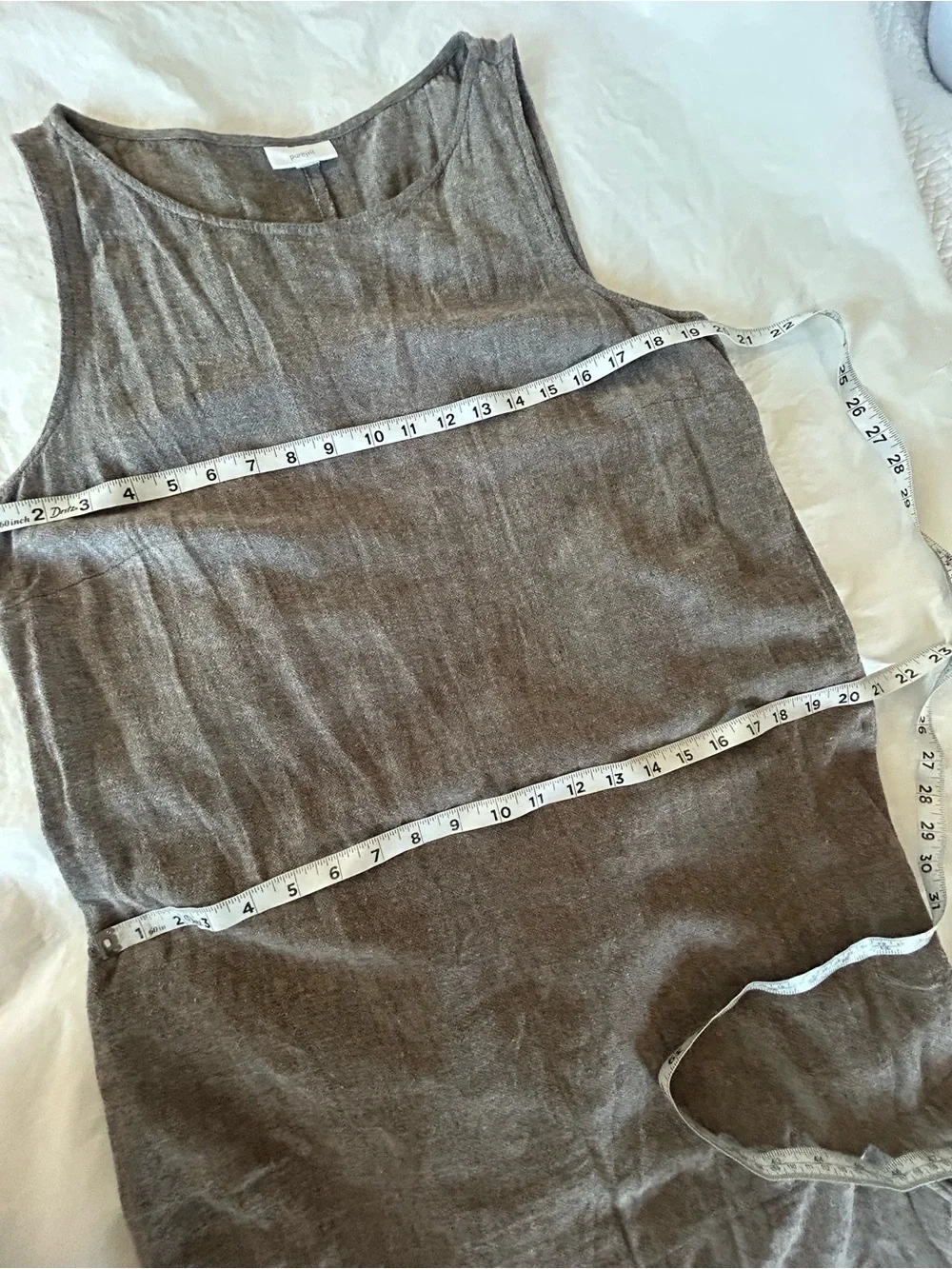 J. Jill Pure Jill Linen Blend Sleeveless A-Line Midi Dress M/L Taupe Gray